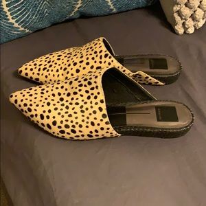 Dolce Vita Ekko leopard calf hair mule slides